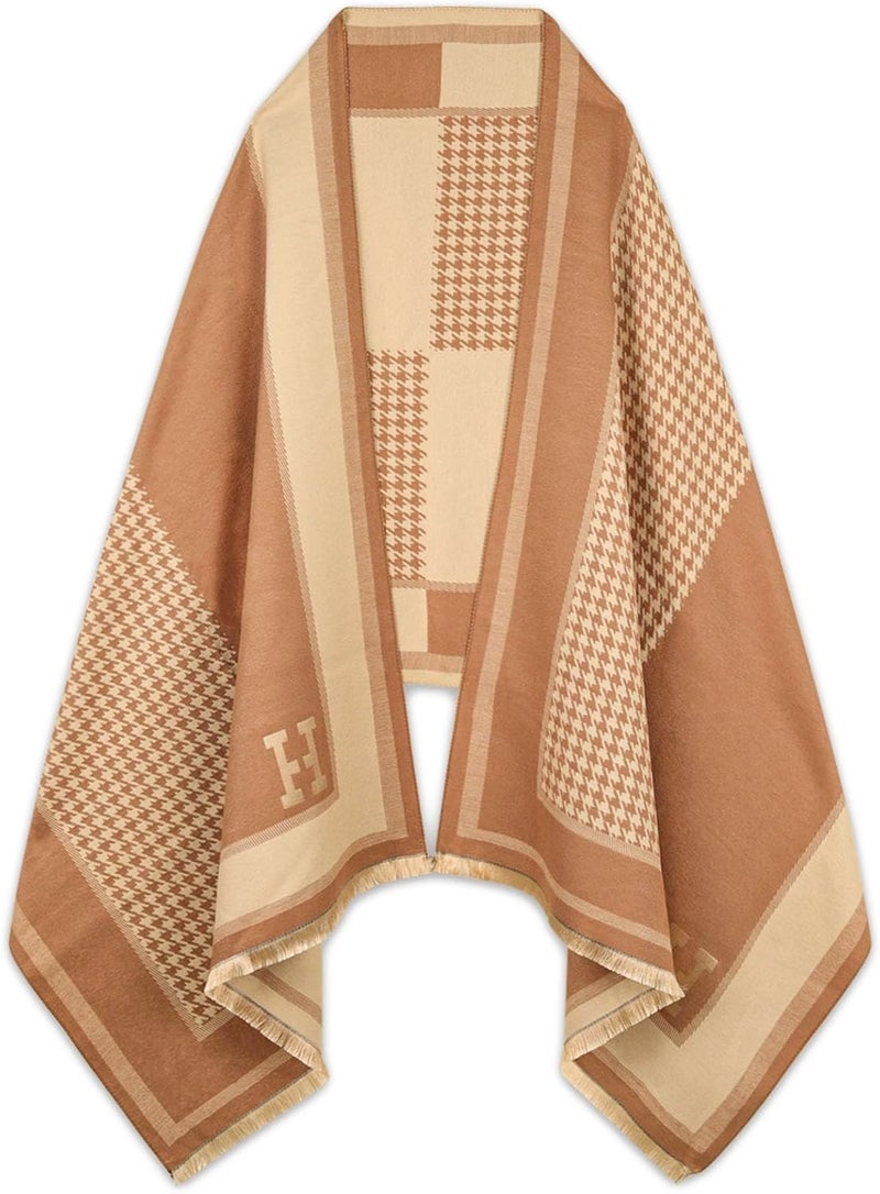 EXTREE Scarfs for Women Pashmina Silky Shawl Wrap for Evening Dressing Blanket Open Front Poncho Cape - Image 1